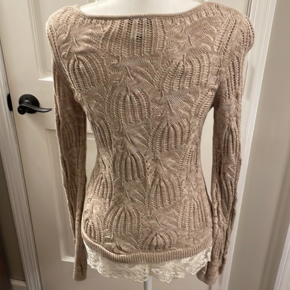 Inc Open Weave With Lace Bottom Top - image 3
